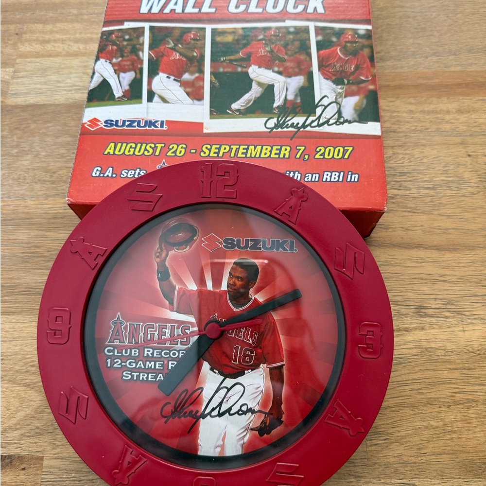Red Angels Wall Clock Garrett Anderson 12-Game RBI Streak 2007